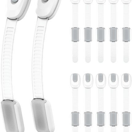 Baby Proof Cabinet Locks 12-Pack – Adjustable Child Safety Straps for Cabinets, Drawers & Doors