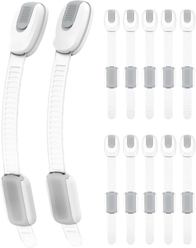 Baby Proof Cabinet Locks 12-Pack – Adjustable Child Safety Straps for Cabinets, Drawers & Doors