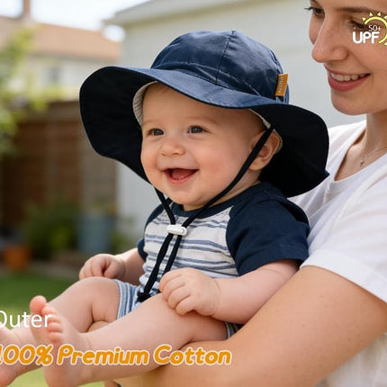 Baby & Kids UPF 50+ Sun Hat – Adjustable Wide-Brim Bucket Hat for Outdoor & Beach Wear, 6 Months–4T