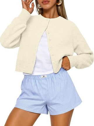 Trendy Queen Women’s Cropped Cardigan – Lightweight Knit Button-Down Sweater for Layering