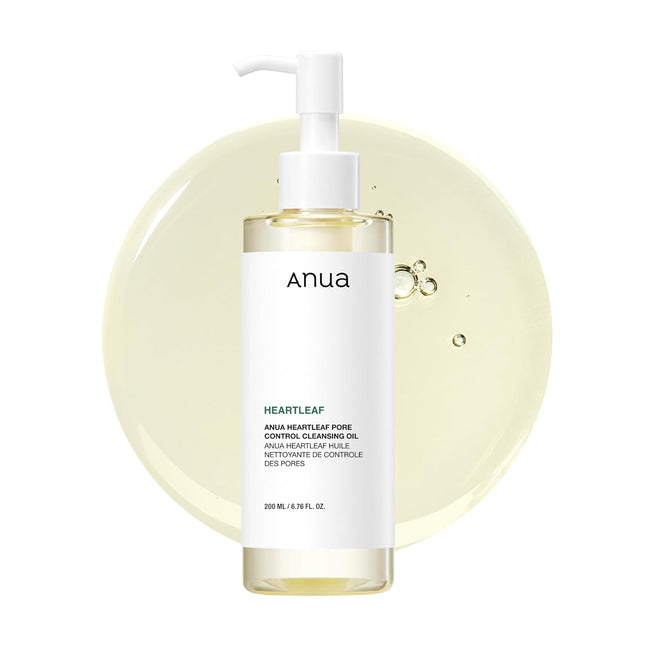 Anua Heartleaf Pore Control Cleansing Oil – Gentle Korean Facial Oil Cleanser for Sebum & Pore Care, Hydrating Makeup Remover for All Skin Types, 6.76 Fl Oz