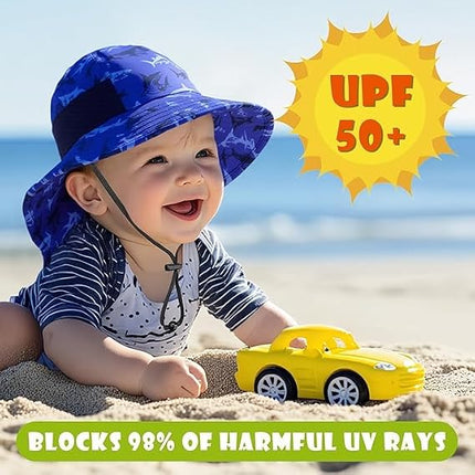Baby UPF 50+ Sun Hat – Adjustable Wide-Brim Bucket Hat with Neck Flap, 0-6 Months