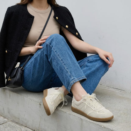 CUSHIONAIRE Belinda Women's Sneakers – Lace-Up Casual Shoes with Contrast Detail
