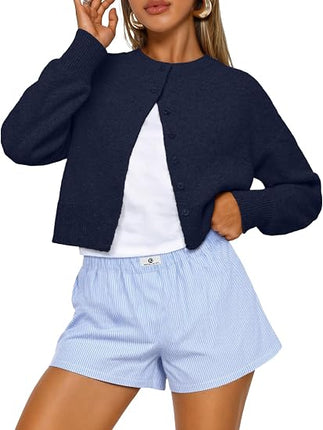 Trendy Queen Women’s Cropped Cardigan – Lightweight Knit Button-Down Sweater for Layering