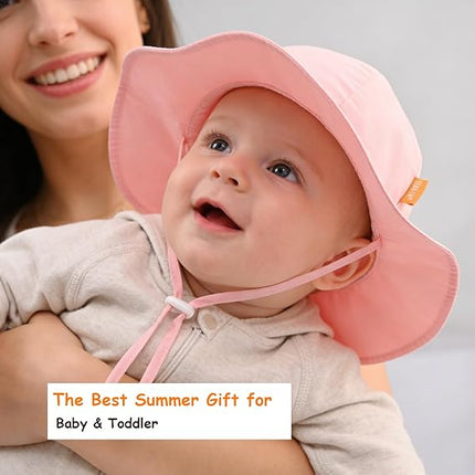 Baby Girl UPF 50+ Sun Hat – Adjustable Wide Brim Bucket Hat for Toddlers & Kids Outdoor Beach Protection