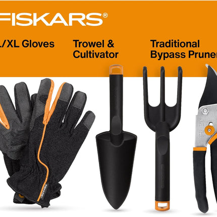 Fiskars Bypass Pruning Shears, 5/8" Cut Capacity Gardening Scissors, Self-Cleaning Sap Groove Prevents Sticking, Non-Slip Grip for Cutting Stems & Branches, Sharp Steel Blades W/ Low-Friction Coating