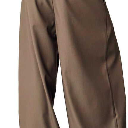 Men'S Baggy Wide Leg Pants Zipper Fly Pleated Trousers Casual Dress Pants with Pocket