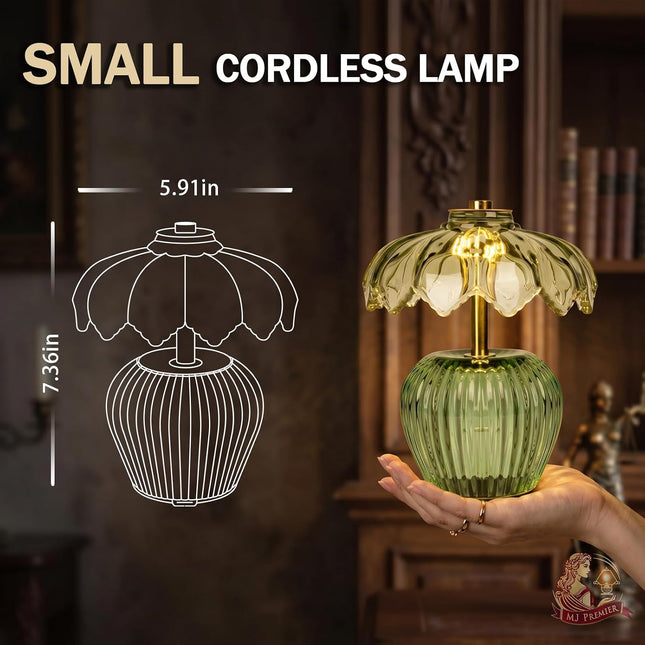 Rechargeable Table Lamp, Small Cordless Lamp with Timer, Green