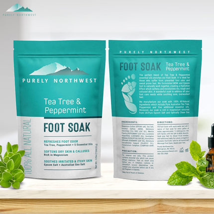 -Tea Tree, Peppermint, MSM & Epsom Salt Foot Soak-For Stubborn Foot Odor, Burning & Itching Associated with Athletes Foot- Softens Dry Skin & Calloused Heels-1 Pound