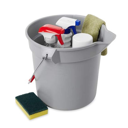 BRUTE 14 Quart round Bucket Gray Heavy-Duty Construction for Professional/Janitorial Cleaners
