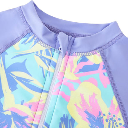 Girls Long Sleeve Rash Guard One Piece Swimsuits with UV Protection Sunsuit