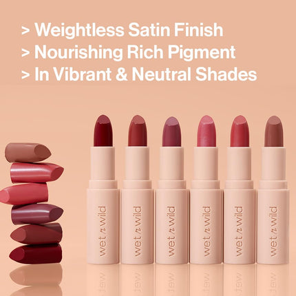 Mega Last Rich Satin Lip Color, Rich Creamy Color with Satin Finish, Infused with Vitamin E & Moisturizing Argan Oil, Lightweight, Silky-Smooth, Vegan & Cruelty-Free - Hush Lil' Beige