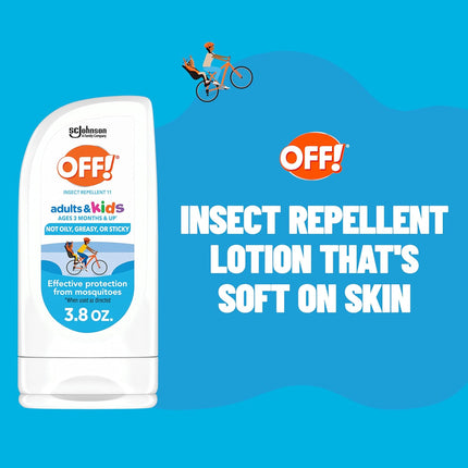 OFF! Insect Repellent Lotion for Adults & Kids, Fragrance-Free Picaridin Bug Repellent for Everyday Deet-Free Protection from Mosquitoes and Ticks, 3.8 Oz | Insect-Repellants