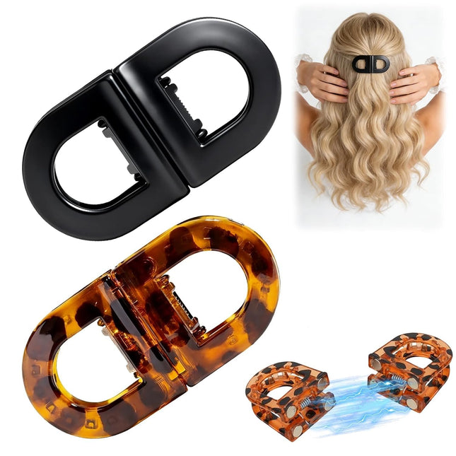 2PCS Magnetic Hair Clips for Women, Strong Hold No Slip Hair Clip, No Crease 2-In-1 Hair Styling Clip, Easy Half up Hairstyles, Lightweight Durable Hair Accessories for All Hair Types