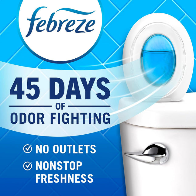 Febreze Bathroom Air Freshener Odor-Fighting for Small Spaces Scented Plug in Alternative Long-Lasting for Home and Bathroom and Kitchen Closet Air Fresheners, Linen & Sky Scent, 4 Count