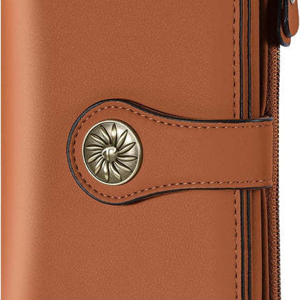 Women'S Wallet RFID Blocking Trifold Clutch Large Capacity Credit Card Holder Travel Purse