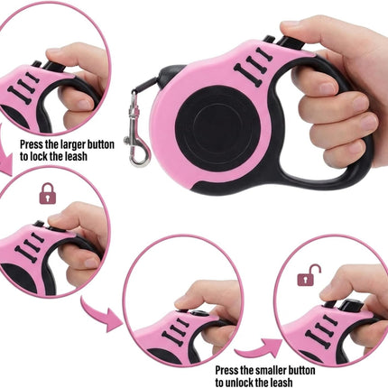 PETIMP Retractable Dog Leash Lightweight 16FT Leash, with Folding Bowl,Dispenser,Waste Bags, for Small Medium Dogs(Pink)
