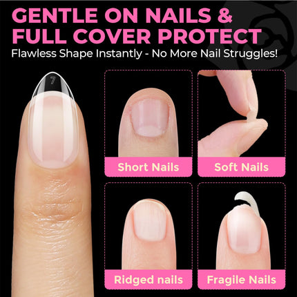 Short Almond Nail Tips: 504PCS Short Fake Nails Soft Press on Gel Nail Tips Pre Shaped Almond Shape Home Nail Extension Full Cover, 12 Sizes Acrylic Gelly Tips
