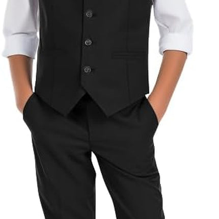 Boys' 6-Piece Formal Slim Fit Suit Vest Set Adjustable Waist