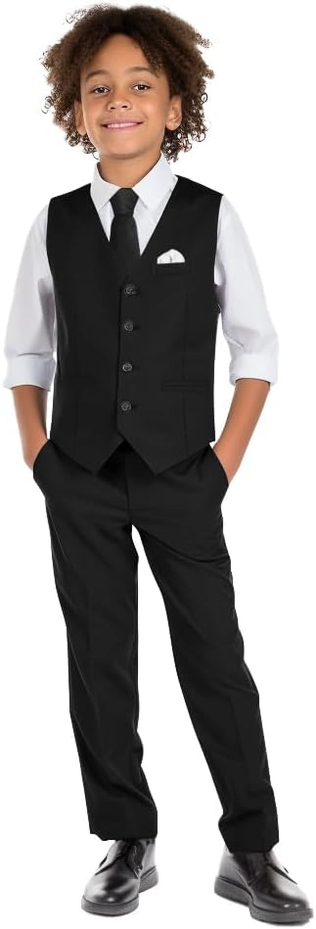 Boys' 6-Piece Formal Slim Fit Suit Vest Set Adjustable Waist