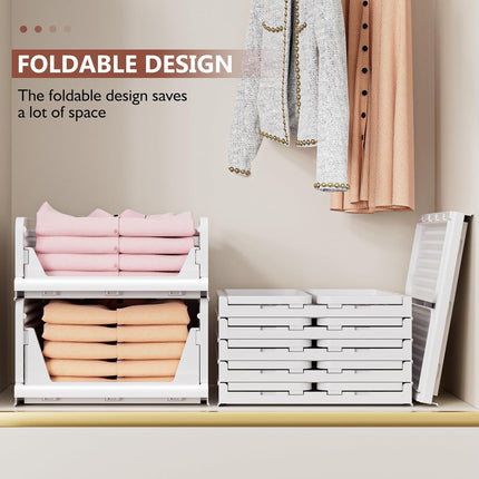 5 Pack Closet Organizers Stackable Storage Box | White Stackable Plastic Drawer Bins for Closets, Wardrobes, Kitchens, Bathrooms, Offices