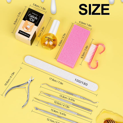 Nail File and Buffer Blocks with Nail Care Kit, 13 Pcs Manicure Kit for Women with Milk and Honey Cuticle Oil and Cuticle Trimmer Set