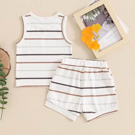 2Pcs Baby Boy Summer Clothes Infant Toddler Beach Outfits Sleeveless Tank Tops Shorts Set
