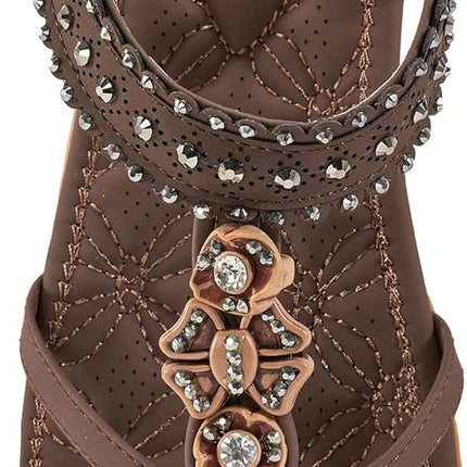 Alicegana Women's Flat Sandals – Jeweled Bohemian Shoes with Elastic Ankle Strap for Summer & Casual Wear