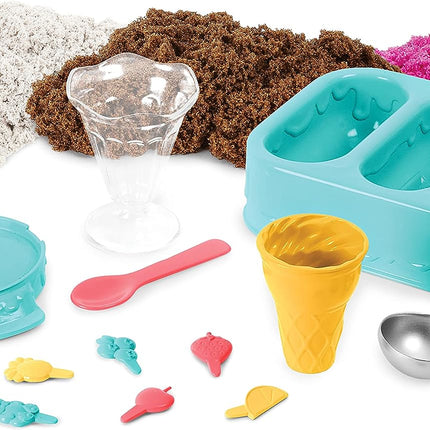 Kinetic Sand Scents Ice Cream Treats, Moldable Sand Sensory Toys, Ages 3+ | Swirl Strawberry, Chocolate & Vanilla Scented Play Sand Ice Cream Cones, 3 Colors & 6 Tools, Birthday Gifts for Kids