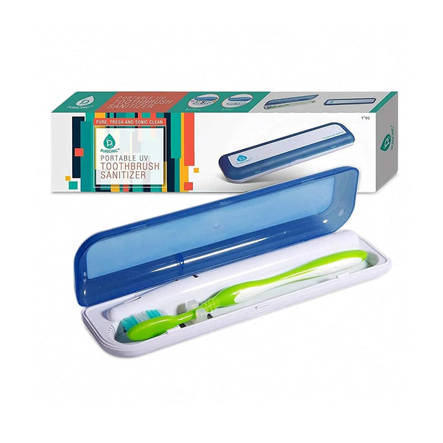 Portable UV Toothbrush Sanitizer Case - Travel Toothbrush Sanitizer and Holder - for Electric and Manual Brush Heads with UV Light & Auto Shut off Timer
