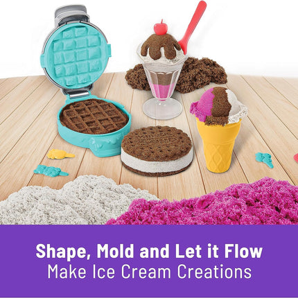 Kinetic Sand Scents Ice Cream Treats, Moldable Sand Sensory Toys, Ages 3+ | Swirl Strawberry, Chocolate & Vanilla Scented Play Sand Ice Cream Cones, 3 Colors & 6 Tools, Birthday Gifts for Kids