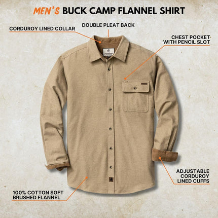 Mens Long Sleeve Button down 100% Cotton Flannel Shirt