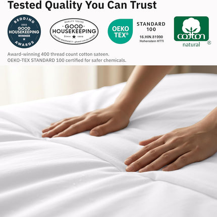 Twin Xl/Twin Duvet Cover Only - Winner Good Housekeeping Best Bedding Awards 2025, Premium 400 Thread Count Sateen, 100% Cotton Duvet Cover, Button Closure & Corner Ties - White