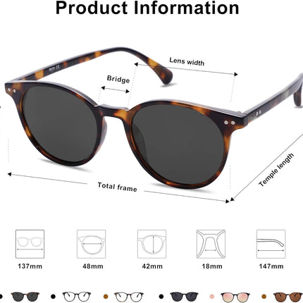 Small round Classic Polarized Sunglasses for Women Men Vintage Style UV400 Lens MAY SJ2113