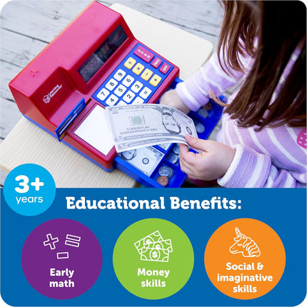 Pretend & Play Calculator Register Toy - Kids Play Set & Credit Card Toy, Register for Kids, Pretend Grocery Store Shopping Playset for Toddlers, Teaching Math Set