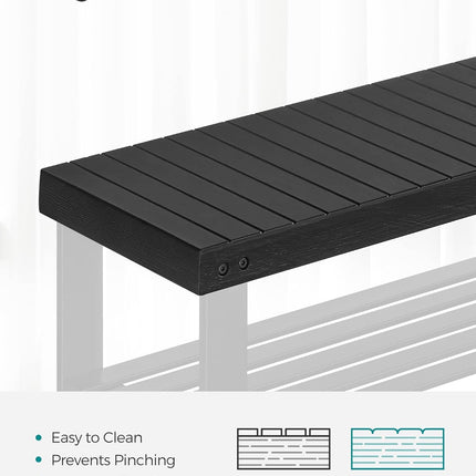SONGMICS Shoe Rack Bench, 3-Tier Bamboo Shoe Storage Organizer, Entryway Bench, Holds up to 286 Lb, 11.3 X 27.6 X 17.8 Inches, for Entryway Bathroom Bedroom, Ink Black ULBS04H