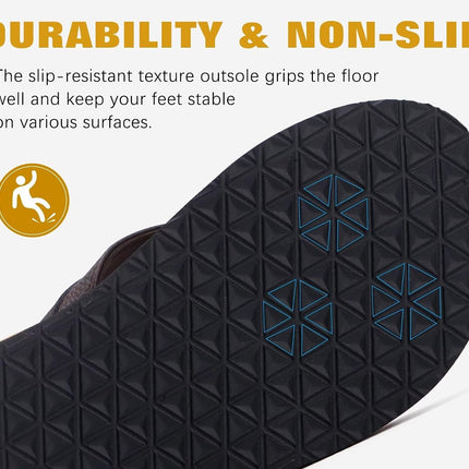 Men'S Yoga Mat Leather Flip Flops with Arch Support Comfortable Cushion Walking Thong Sandals Slip on Indoor Outdoor