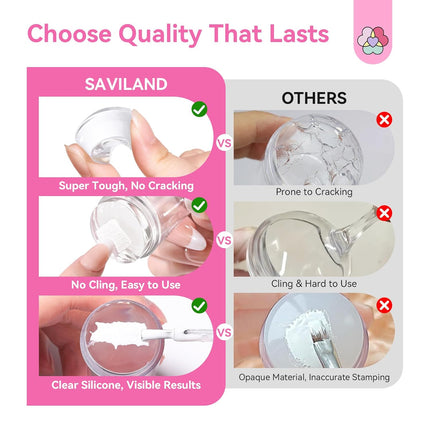 French Tip Nail Stamp: 4PCS Nail Art Stamper Kit Clear Silicone Nails Stamping Long & Short Jelly Stamper with Scrapers Nails Stamper Kit for French Manicure Home DIY Salon