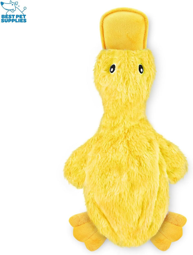 Interactive Squeaky Dog Chew Toy, Ideal Dog Toys for Chewers, Small, Medium & Large Dogs, and Fetch Lovers - Crinkle Duck (Yellow), Large