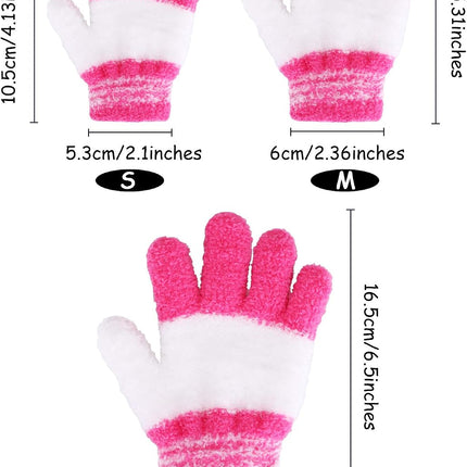 3 Pairs Winter Knit Gloves for Kids Stretchy Full Finger Fluffy Mittens for Toddler Boys Girls 1-11 Years