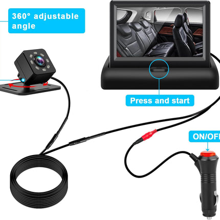 Baby Car Mirror with 4.3'' HD Night Vision Function Display, Safety Car Seat Camera with Wide Crystal Clear View, Easily Observe the Baby’S Move(Not USB)