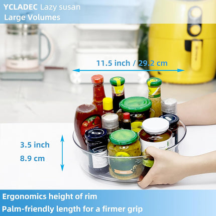 4 Pack Lazy Susan 11.5" Inch Turntable Organizer Organization Storage Container Bins Spice Rack Cabinet Rotating Condiment for Pantry Countertop Kitchen Vanity Bathroom Jewelry Holder Clear | Pantry Organizers and Storage Container Bins Spice Rack Cabinet Condiment for Countertop Kitchen Fridge Bathroom Holder Clear