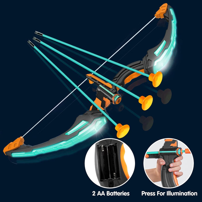 Kids Bow and Arrow Set, LED Light up Archery Toy Set with 9 Suction Cup Arrows, Target & Arrow Case, Indoor and Outdoor Hunting Play Gift Toys for Kids, Boys & Girls Ages 6-12