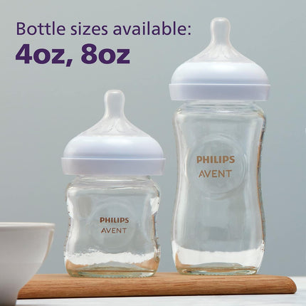 Natural Glass Baby Bottle with Natural Response Nipple (Medium Flow, Flow 3), 8Oz, SCY913/01