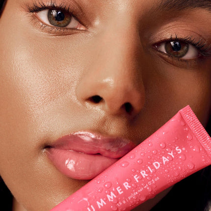 Lip Butter Balm - Moisturizing Lip Gloss for Instant Shine + Sheer Color - with Nourishing Shea Butter - Everyday Makeup + Skin Care Summer Essentials - Vegan - Pink Guava (.5 Oz)