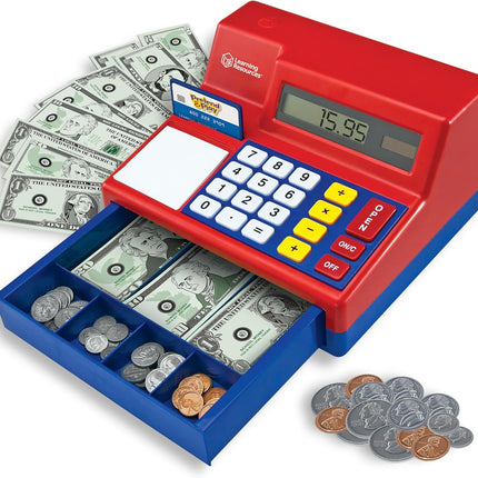 Pretend & Play Calculator Register Toy - Kids Play Set & Credit Card Toy, Register for Kids, Pretend Grocery Store Shopping Playset for Toddlers, Teaching Math Set