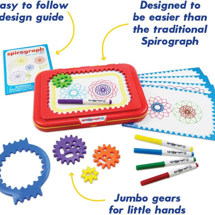 Jr. — Jumbo Sized Gears Classic Retro Toy for Spiral Drawing Art Design Toy Kit for Smaller Hands — for Kids Ages 3 and Up