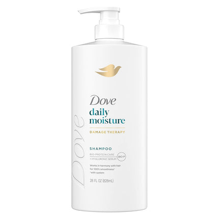 Dove Damage Therapy Shampoo Daily Moisture for Dry Hair with Bio-Protein Care Technology and Hyaluronic Serum 28 Fl Oz