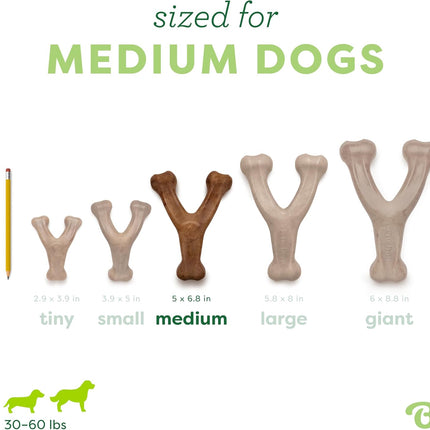 Wishbone Durable Dog Chew Toy for Aggressive Chewers, Real Bacon, Made in USA, Medium