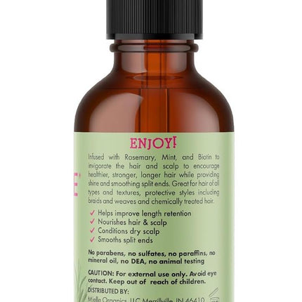 Rosemary & Mint Hair Oil - Strengthening Biotin Oil Infused Frizzy & Damaged Hair Care - Split Ends & Dry Scalp Treatment to Support Longer, Healthier Strands, 2 Ounce